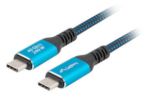 foto de CABLE USB-C 4.0 LANBERG MACHO/MACHO 1M 240W 8K 60HZ NEGRO/AZUL