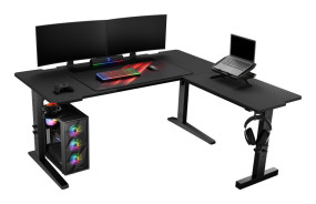 foto de MESA GAMING GENESIS HOLM MODULAR 160 RGB ESQUINA NEGRO 160X75 CM