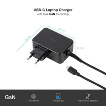 foto de CARGADOR TOOQ PORTATIL GAN USB-C PD 45W NEGRO