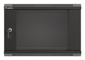 foto de ARMARIO LANBERG MURAL RACK 19 6U 540X350 FLAT PACK NEGRO PUERTA CRISTAL
