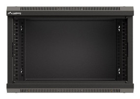 foto de ARMARIO LANBERG MURAL RACK 19 6U 540X350 FLAT PACK NEGRO PUERTA CRISTAL