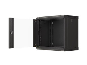 foto de ARMARIO LANBERG MURAL RACK 19 9U 540X350 FLAT PACK NEGRO PUERTA CRISTAL