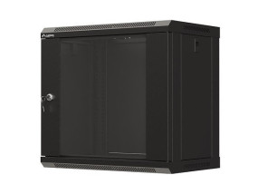 foto de ARMARIO LANBERG MURAL RACK 19 9U 540X350 FLAT PACK NEGRO PUERTA CRISTAL