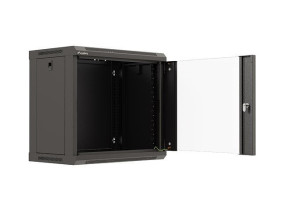 foto de ARMARIO LANBERG MURAL RACK 19 9U 540X350 FLAT PACK NEGRO PUERTA CRISTAL