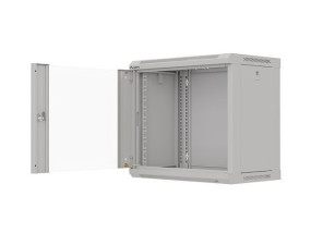 foto de ARMARIO LANBERG MURAL RACK 19 9U 540X350 FLAT PACK GRIS PUERTA CRISTAL