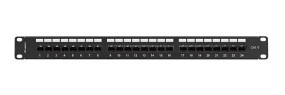 foto de PATCH PANEL LANBERG 24 PUERTOS 1U 19 CAT.6 UTP CON ORGANIZADOR CABLES NEGRO