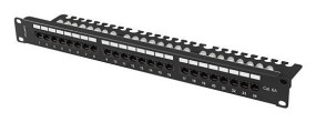 foto de PATCH PANEL LANBERG 24 PUERTOS 1U 19 CAT.6A UTP CON ORGANIZADOR CABLES NEGRO