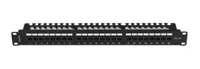 foto de PATCH PANEL LANBERG 24 PUERTOS 1U 19 CAT.6A UTP CON ORGANIZADOR CABLES NEGRO
