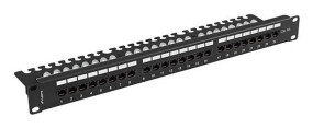 foto de PATCH PANEL LANBERG 24 PUERTOS 1U 19 CAT.6A UTP CON ORGANIZADOR CABLES NEGRO