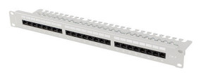 foto de PATCH PANEL LANBERG 24 PUERTOS 1U 19 CAT.6 UTP CON ORGANIZADOR CABLES GRIS
