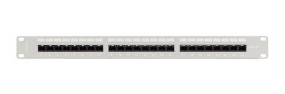 foto de PATCH PANEL LANBERG 24 PUERTOS 1U 19 CAT.6A UTP CON ORGANIZADOR CABLES GRIS