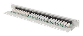 foto de PATCH PANEL LANBERG 24 PUERTOS 1U 19 CAT.6A UTP CON ORGANIZADOR CABLES GRIS
