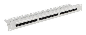 foto de PATCH PANEL LANBERG 24 PUERTOS 1U 19 CAT.6A UTP CON ORGANIZADOR CABLES GRIS
