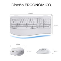 foto de COMBO TECLADO RATON SUBBLIM PROWAVE ERGO INALAMBRICO BLANCO