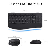 foto de COMBO TECLADO RATON SUBBLIM PROWAVE ERGO INALAMBRICO NEGRO