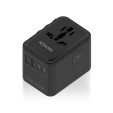 foto de ADAPTADOR AISENS ENCHUFE UNIVERSAL VIAJE CARGADOR USB GAN 25W NEGRO