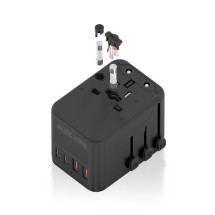 foto de ADAPTADOR AISENS ENCHUFE UNIVERSAL VIAJE CARGADOR USB GAN 25W NEGRO