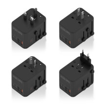 foto de ADAPTADOR AISENS ENCHUFE UNIVERSAL VIAJE CARGADOR USB GAN 35W NEGRO