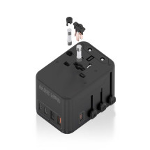 foto de ADAPTADOR AISENS ENCHUFE UNIVERSAL VIAJE CARGADOR USB GAN 35W NEGRO