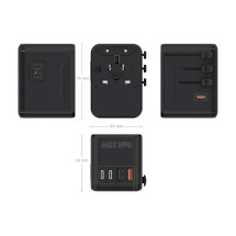 foto de ADAPTADOR AISENS ENCHUFE UNIVERSAL VIAJE CARGADOR USB GAN 35W NEGRO