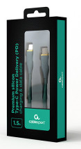 foto de CABLE DE CARGA Y DATOS GEMBIRD (PD) TIPO-C SILICONA ALTA CALIDAD 1,5M VERDE