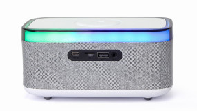 foto de RELOJ DESPERTADOR GEMBIRD DIGITAL CON FUNCION DE CARGA INALAMBRICA BLANCO-GRIS