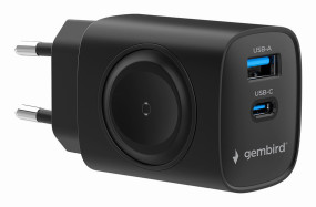 foto de CARGADOR GEMBIRD 2-1 USB CARGA RAPIDA + APPLE WATCH NEGRO