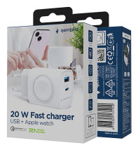 foto de CARGADOR GEMBIRD 2-1 USB CARGA RAPIDA + APPLE WATCH BLANCO