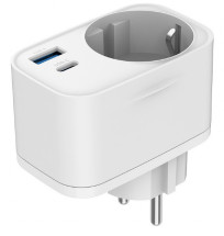 foto de CARGADOR RAPIDO GEMBIRD USB DE 2 PUERTOS CON TOMA DE CA DE PASO 20 W BLANCO