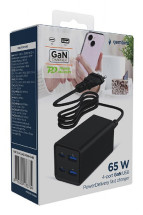 foto de CARGADOR RAPIDO GEMBIRD USB POWERDELIVERY GAN DE 4 PUERTOS 65 W NEGRO