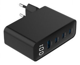 foto de CARGADOR RAPIDO GEMBIRD USB GAN DE 4 PUERTOS 100 W LCD NEGRO