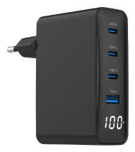 foto de CARGADOR RAPIDO GEMBIRD USB GAN DE 4 PUERTOS 100 W LCD NEGRO