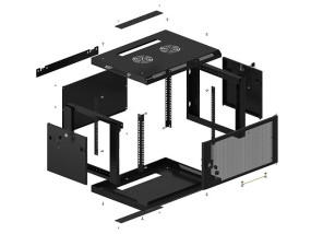 foto de ARMARIO LANBERG MURAL RACK 19 6U 600X450 FLAT PACK NEGRO PUERTA MALLA