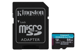 foto de MICRO SD KINGSTON 64GB CANVAS GO PLUS U3 V30 CON ADAPTADOR