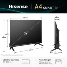 foto de TV HISENSE LED 32A4Q 32? HD SMART TV DOLBY DTS HD SIN MARCOS MODO JUEGO