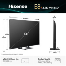 foto de Hisense 50E8Q 127 cm (50) 4K Ultra HD Smart TV Wifi Negro, Gris 600 cd / m?