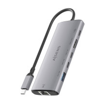 foto de USB-C DOCK AISENS 6 EN 1 HDMI RJ45 USB-A 10G 2XUSB-C 10G USB-C PD 20CM