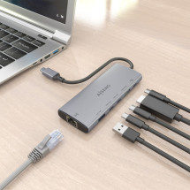 foto de USB-C DOCK AISENS 6 EN 1 HDMI RJ45 USB-A 10G 2XUSB-C 10G USB-C PD 20CM
