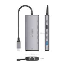 foto de USB-C DOCK AISENS 6 EN 1 HDMI RJ45 USB-A 10G 2XUSB-C 10G USB-C PD 20CM