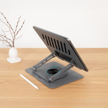 foto de TooQ Soporte Elevador con rotaci?n 360? y ajustable, para dispositivos de 11?-17?, Color Gris Oscuro