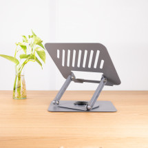 foto de TooQ Soporte Elevador con rotaci?n 360? y ajustable, para dispositivos de 11?-17?, Color Gris Oscuro