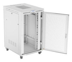 foto de ARMARIO LANBERG RACK 19 27U 800X1000 FLAT PACK GRIS PUERTA PERFORADA CON LCD