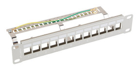 foto de PATCH PANEL LANBERG 12 PUERTOS 1U RACK 10 FTP PARA MODULOS KEYSTONE GRIS