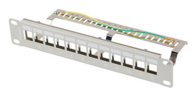 foto de PATCH PANEL LANBERG 12 PUERTOS 1U RACK 10 FTP PARA MODULOS KEYSTONE GRIS