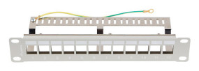 foto de PATCH PANEL LANBERG 12 PUERTOS 1U RACK 10 FTP PARA MODULOS KEYSTONE GRIS