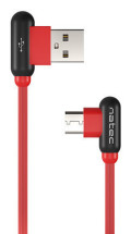 foto de CABLE NATEC USB-C MACHO A USB-A 2.0 MACHO 1M CONECTORES EN ANGULO ROJO EN CAJA
