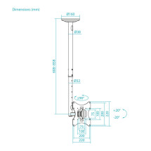 foto de SOPORTE TECHO TOOQ GIRO 180 PANTALLAS 23-42 NEGRO