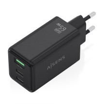 foto de CARGADOR AISENS GAN 65W 2XUSB-C PD3.0 QC4.0 1XUSB-A QC3.0 NEGRO