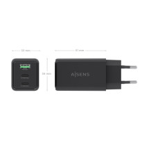 foto de CARGADOR AISENS GAN 65W 2XUSB-C PD3.0 QC4.0 1XUSB-A QC3.0 NEGRO