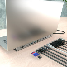 foto de USB-C DOCK AISENS 13 EN 1 USB-C A 2XHDMI 1XDP 1XRJ45 1XSD 1XRANURA KENSINGTON